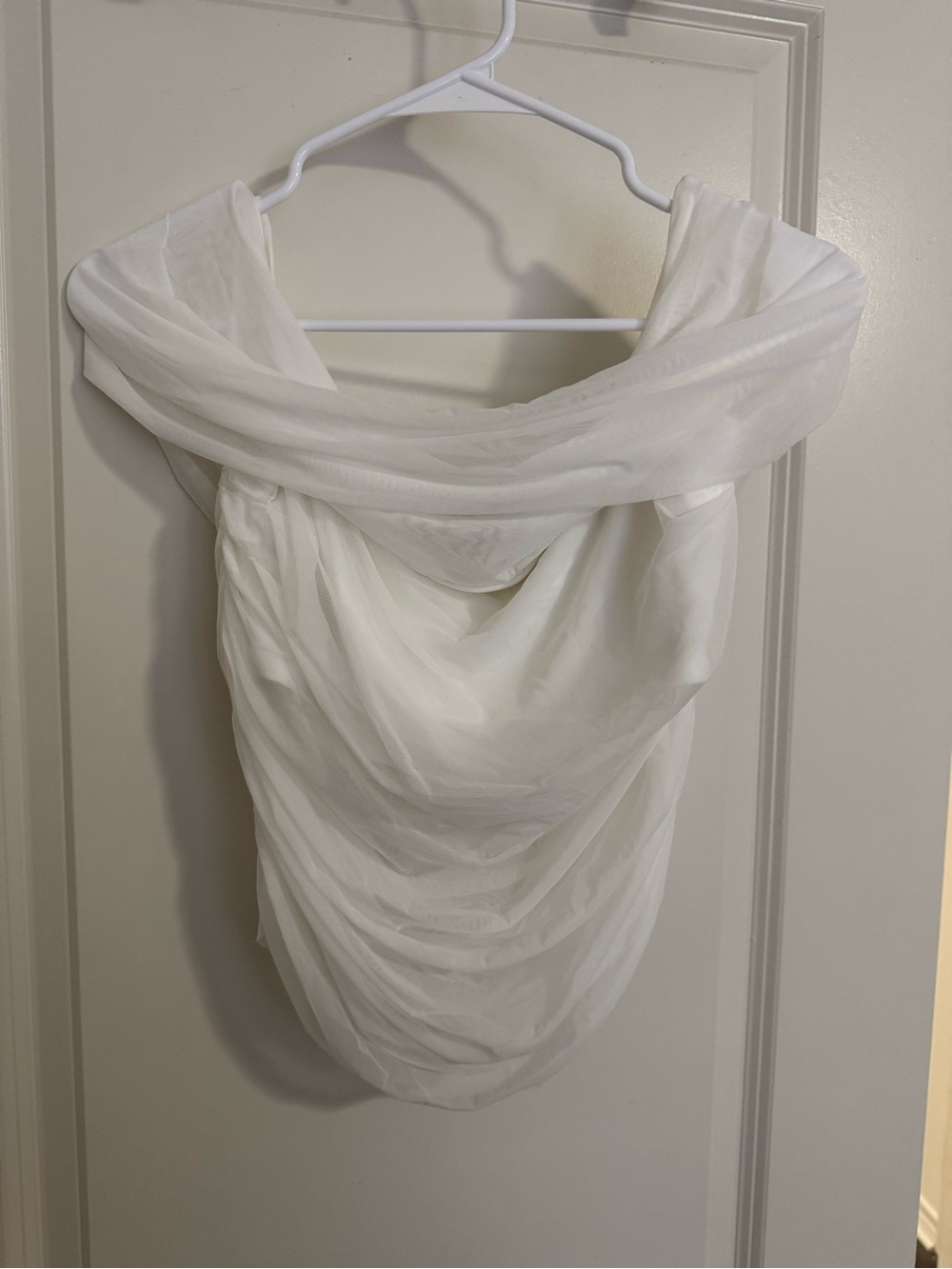 Alice + Olivia Sheer White Draped top